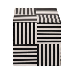 TOV Furniture Cube Geometric Black and White Side Table – Handcrafted Modern Accent for Home Décor & Functionality TOV-OC18360