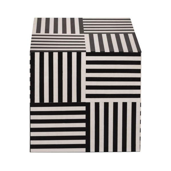 TOV Furniture Cube Geometric Black and White Side Table – Handcrafted Modern Accent for Home Décor & Functionality TOV-OC18360