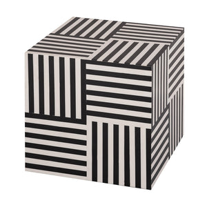 TOV Furniture Cube Geometric Black and White Side Table – Handcrafted Modern Accent for Home Décor & Functionality TOV-OC18360