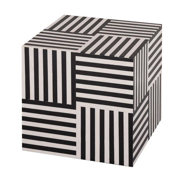 TOV Furniture Cube Geometric Black and White Side Table – Handcrafted Modern Accent for Home Décor & Functionality TOV-OC18360