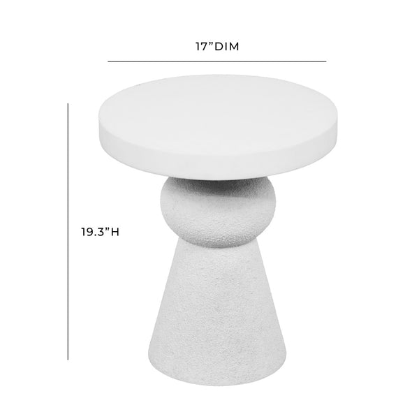 TOV Furniture Lupita White Side Table – Modern Minimalist Accent with Sculptural Design for Living Rooms & Offices TOV-OC18431
