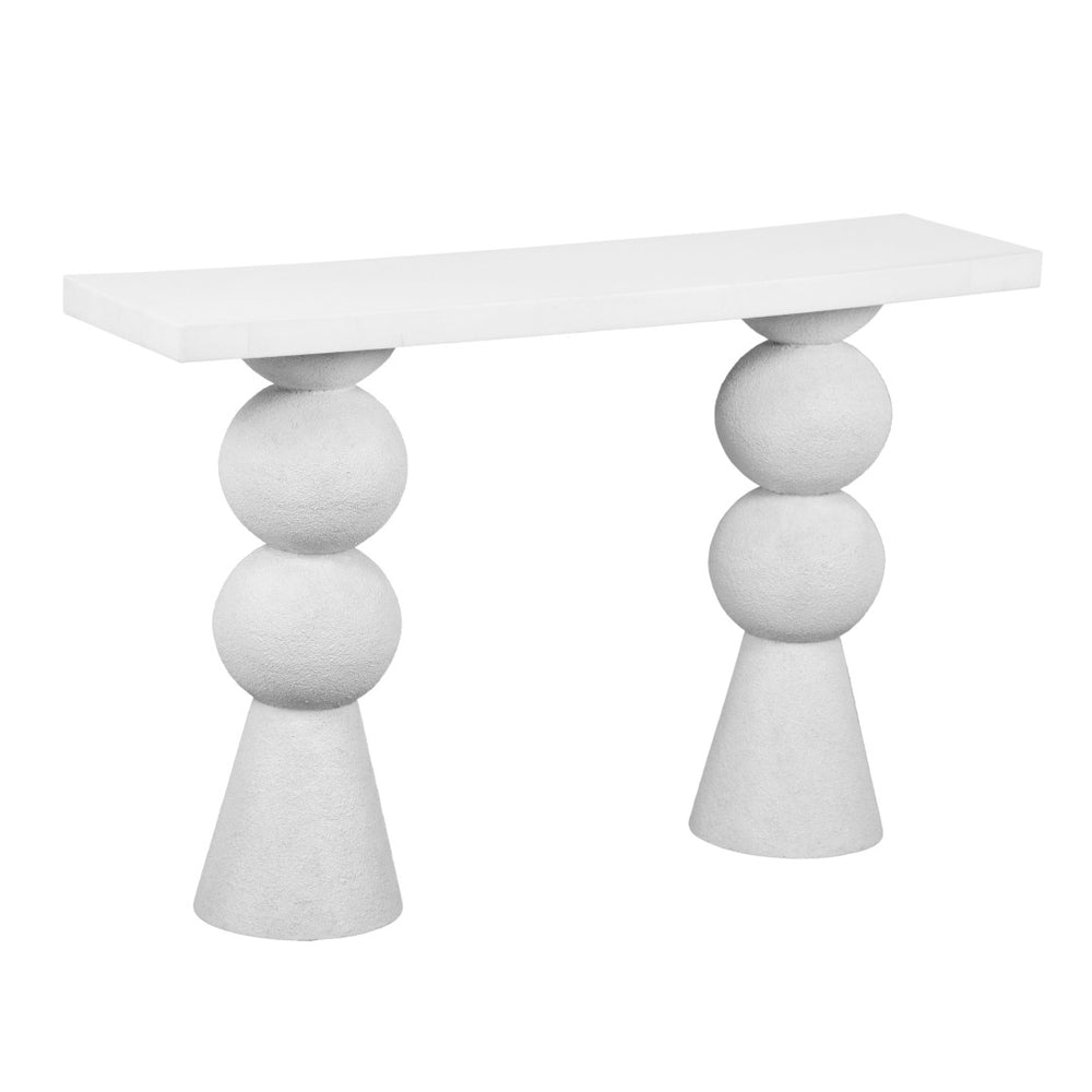 TOV Furniture Lupita 53" White Console Table - Contemporary Sculptural Design with Durable Resin Top & Timeless Style TOV-OC18433