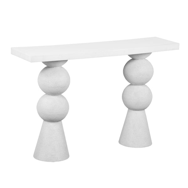 TOV Furniture Lupita 53" White Console Table - Contemporary Sculptural Design with Durable Resin Top & Timeless Style TOV-OC18433