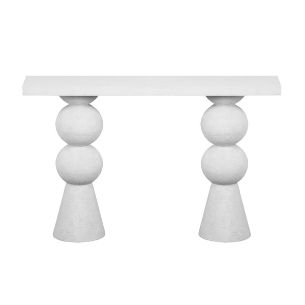 TOV Furniture Lupita 53" White Console Table - Contemporary Sculptural Design with Durable Resin Top & Timeless Style TOV-OC18433