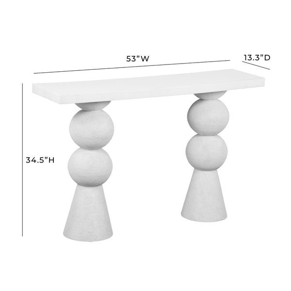 TOV Furniture Lupita 53" White Console Table - Contemporary Sculptural Design with Durable Resin Top & Timeless Style TOV-OC18433