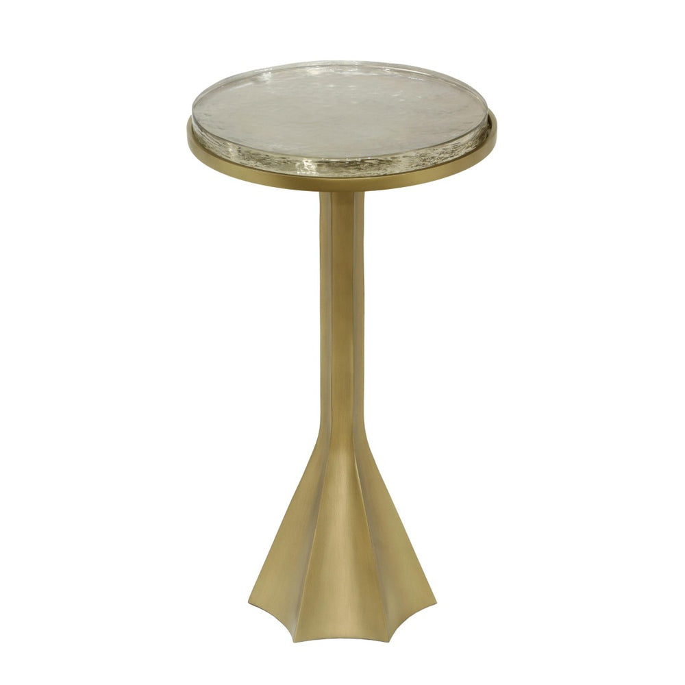 TOV Furniture Gabrielle Round Side Table – Stylish Brass Base & Glass Top, Handmade Accent for Any Room Decor TOV-OC18480