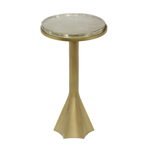 TOV Furniture Gabrielle Round Side Table – Stylish Brass Base & Glass Top, Handmade Accent for Any Room Decor TOV-OC18480