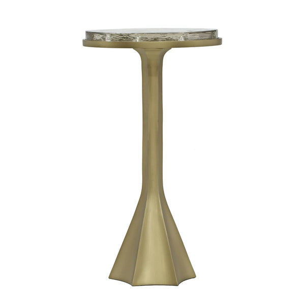 TOV Furniture Gabrielle Round Side Table – Stylish Brass Base & Glass Top, Handmade Accent for Any Room Decor TOV-OC18480