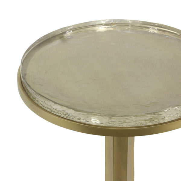 TOV Furniture Gabrielle Round Side Table – Stylish Brass Base & Glass Top, Handmade Accent for Any Room Decor TOV-OC18480