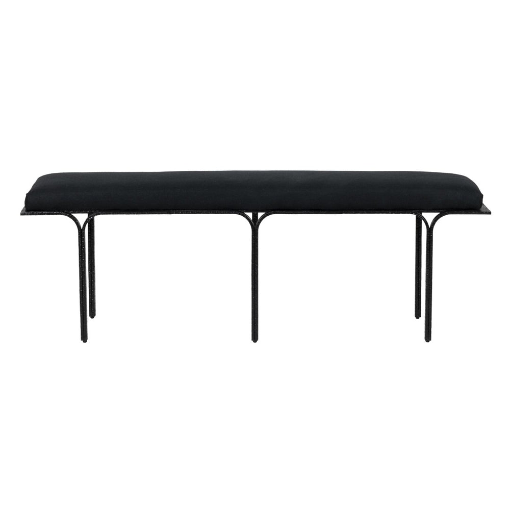 TOV Furniture Bryn 59" Black Linen Bench - Modern Upholstered Accent for Entryway, Living Room, or Bedroom Decor TOV-OC18495