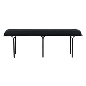 TOV Furniture Bryn 59" Black Linen Bench - Modern Upholstered Accent for Entryway, Living Room, or Bedroom Decor TOV-OC18495
