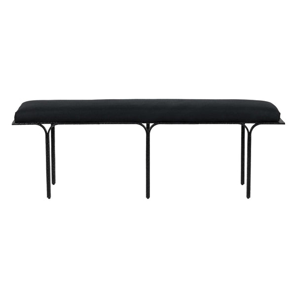 TOV Furniture Bryn 59" Black Linen Bench - Modern Upholstered Accent for Entryway, Living Room, or Bedroom Decor TOV-OC18495