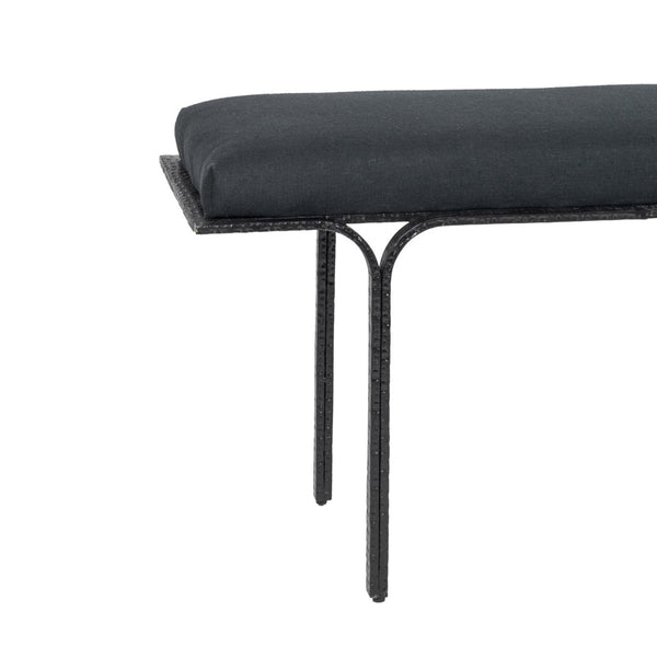 TOV Furniture Bryn 59" Black Linen Bench - Modern Upholstered Accent for Entryway, Living Room, or Bedroom Decor TOV-OC18495