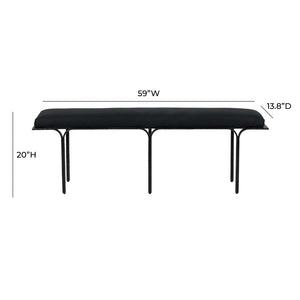 TOV Furniture Bryn 59" Black Linen Bench - Modern Upholstered Accent for Entryway, Living Room, or Bedroom Decor TOV-OC18495