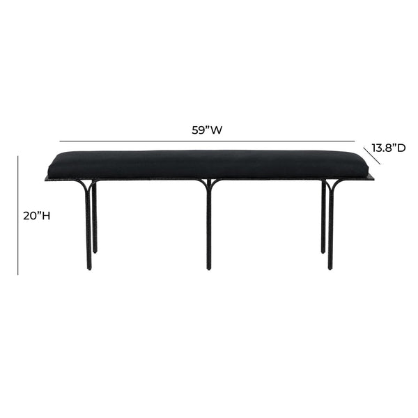 TOV Furniture Bryn 59" Black Linen Bench - Modern Upholstered Accent for Entryway, Living Room, or Bedroom Decor TOV-OC18495