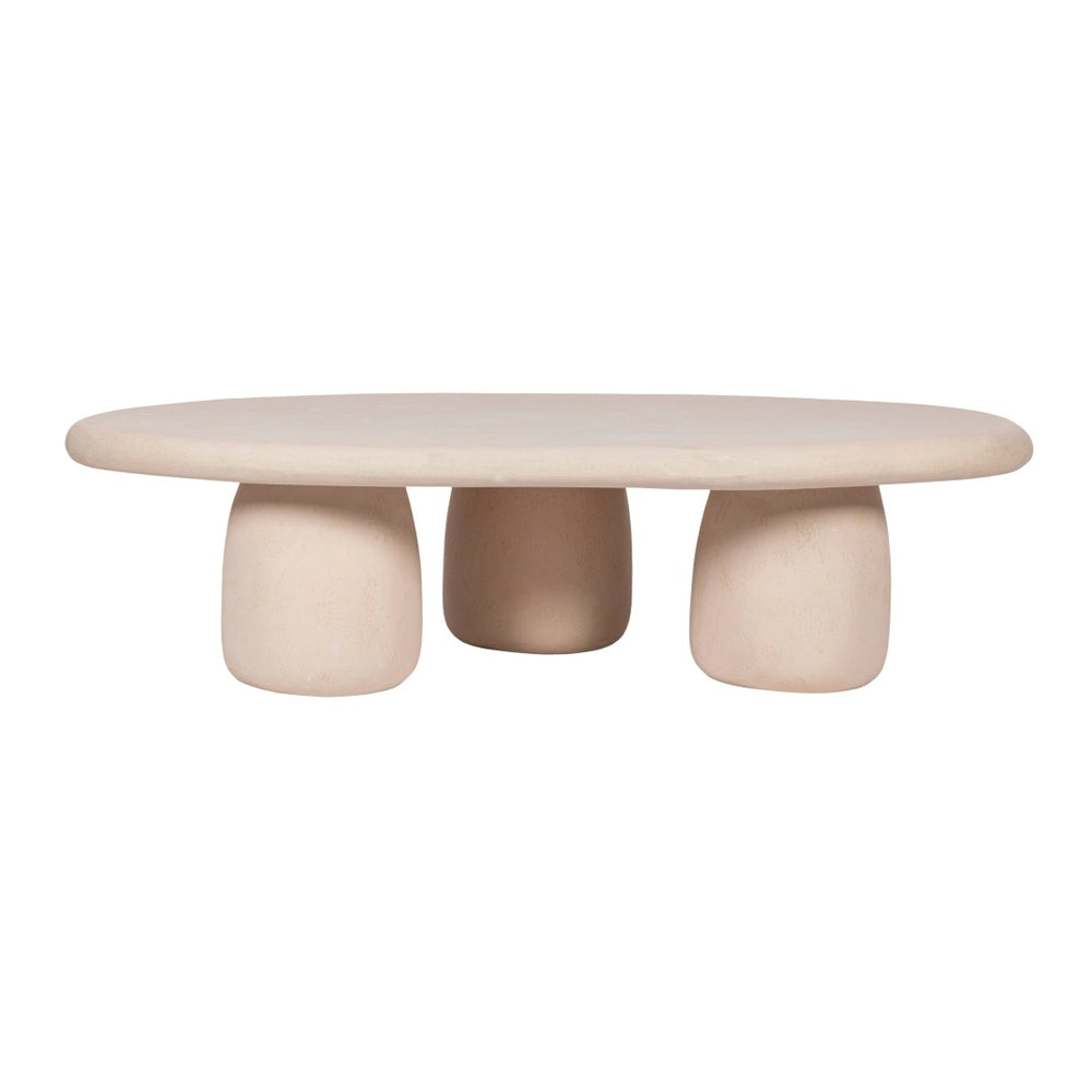 TOV Furniture Rahul Handmade 59" Cream Coffee Table - Faux-Stone Elegance with Wabi-Sabi Charm for Your Home TOV-OC18503