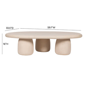 TOV Furniture Rahul Handmade 59" Cream Coffee Table - Faux-Stone Elegance with Wabi-Sabi Charm for Your Home TOV-OC18503