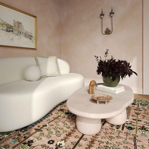 TOV Furniture Rahul Handmade 59" Cream Coffee Table - Faux-Stone Elegance with Wabi-Sabi Charm for Your Home TOV-OC18503