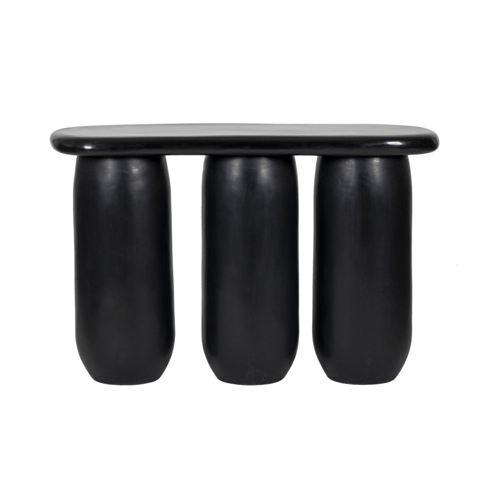 TOV Furniture Rahul 49" Textured Black Console Table - Modern Wabi-Sabi Design for Indoor & Outdoor Spaces TOV-OC18504