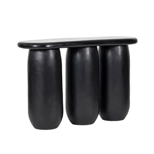 TOV Furniture Rahul 49" Textured Black Console Table - Modern Wabi-Sabi Design for Indoor & Outdoor Spaces TOV-OC18504