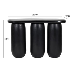 TOV Furniture Rahul 49" Textured Black Console Table - Modern Wabi-Sabi Design for Indoor & Outdoor Spaces TOV-OC18504