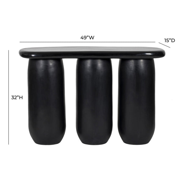 TOV Furniture Rahul 49" Textured Black Console Table - Modern Wabi-Sabi Design for Indoor & Outdoor Spaces TOV-OC18504