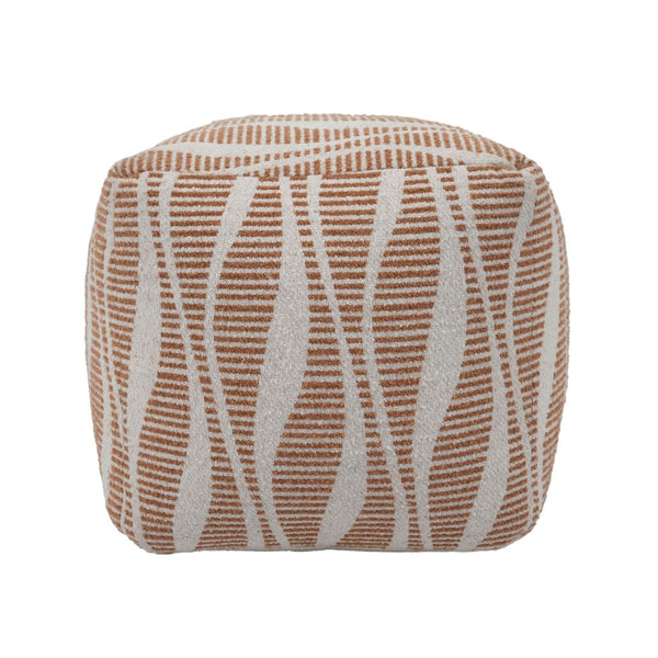 TOV Furniture Ember Versatile Handcrafted Pouf - Cream & Natural Woven Accent for Living Room, Bedroom & More TOV-OC18533