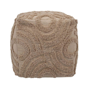 TOV Furniture Miranda Beige Knitted Pouf - Handmade Cozy Accent for Living Room, Versatile Footrest & Seating Option TOV-OC18534