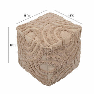 TOV Furniture Miranda Beige Knitted Pouf - Handmade Cozy Accent for Living Room, Versatile Footrest & Seating Option TOV-OC18534