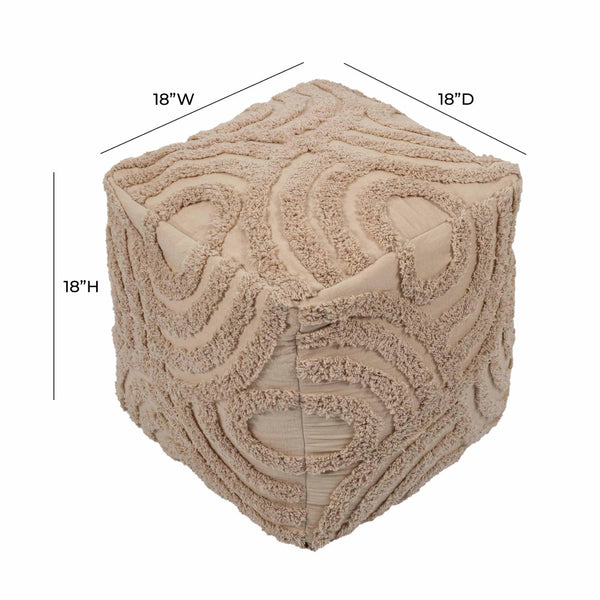 TOV Furniture Miranda Beige Knitted Pouf - Handmade Cozy Accent for Living Room, Versatile Footrest & Seating Option TOV-OC18534