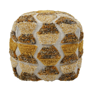 TOV Furniture Sawyer Hand-Tufted Pouf: Versatile Accent Seat with Warm Gold and Brown Tones for Any Space TOV-OC18535