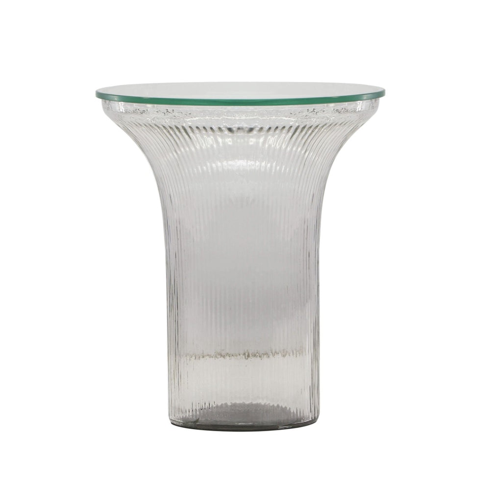 TOV Furniture Cassandra Glass Flared Side Table - Vintage-Inspired Elegance and Durability for Any Living Space Clear TOV-OC18599