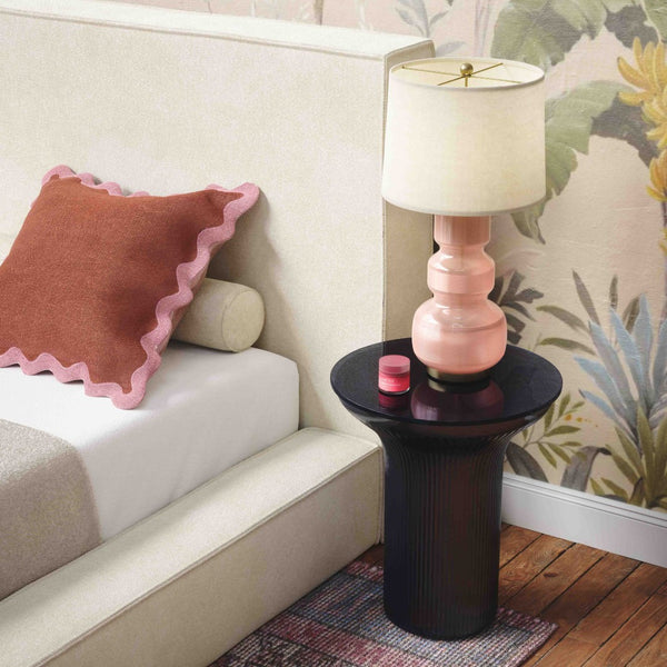 TOV Furniture Cassandra Glass Flared Side Table - Vintage-Inspired Elegance and Durability for Any Living Space Midnight TOV-OC18601