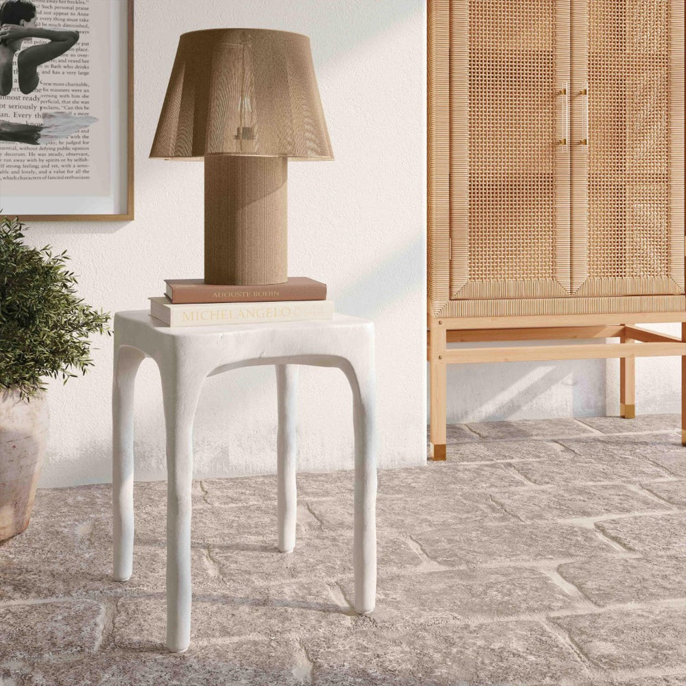 TOV Furniture Skully Cream Textured Side Table - Sculptural Fiberstone Accent for Modern Living Spaces & Decor TOV-OC18622