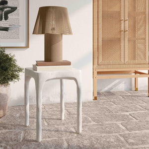 TOV Furniture Skully Cream Textured Side Table - Sculptural Fiberstone Accent for Modern Living Spaces & Decor TOV-OC18622