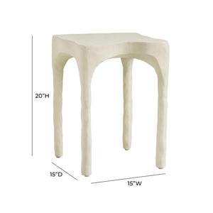 TOV Furniture Skully Cream Textured Side Table - Sculptural Fiberstone Accent for Modern Living Spaces & Decor TOV-OC18622
