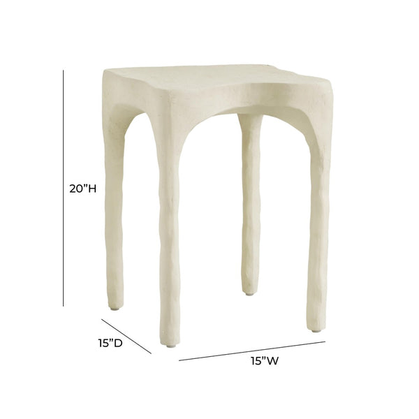 TOV Furniture Skully Cream Textured Side Table - Sculptural Fiberstone Accent for Modern Living Spaces & Decor TOV-OC18622