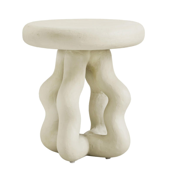TOV Furniture Maddie Cream Textured Side Table - Stylish Fiberstone Accent for Modern Living and Outdoor Spaces TOV-OC18623