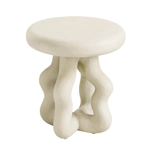 TOV Furniture Maddie Cream Textured Side Table - Stylish Fiberstone Accent for Modern Living and Outdoor Spaces TOV-OC18623