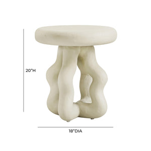 TOV Furniture Maddie Cream Textured Side Table - Stylish Fiberstone Accent for Modern Living and Outdoor Spaces TOV-OC18623