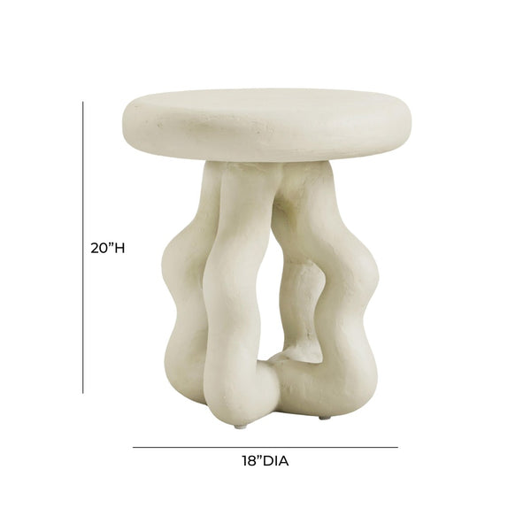TOV Furniture Maddie Cream Textured Side Table - Stylish Fiberstone Accent for Modern Living and Outdoor Spaces TOV-OC18623