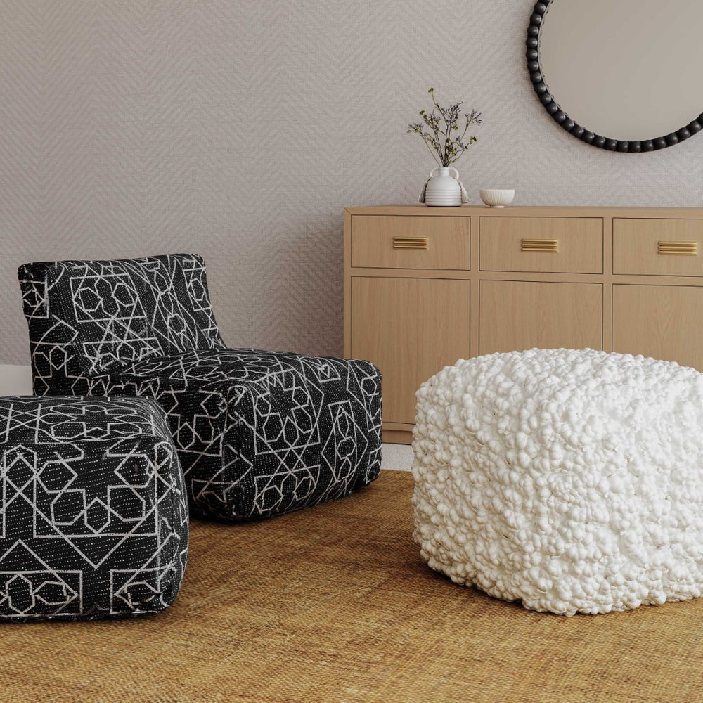 TOV Furniture Cathy Cream Woven Pouf – Versatile Artisan-Made Accent for Cozy Seating, Reading Nooks & Relaxed Decor TOV-OC18665