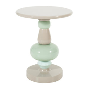 TOV Furniture Totem Side Table - Sculptural Elegance with High-Gloss Finish and Solid Iron Base for Lasting Style Ocean Tones TOV-OC18672