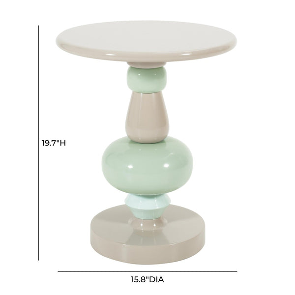 TOV Furniture Totem Side Table - Sculptural Elegance with High-Gloss Finish and Solid Iron Base for Lasting Style Ocean Tones TOV-OC18672
