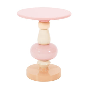 TOV Furniture Totem Side Table - Sculptural Elegance with High-Gloss Finish and Solid Iron Base for Lasting Style Earth Tones TOV-OC18673