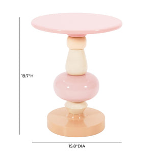 TOV Furniture Totem Side Table - Sculptural Elegance with High-Gloss Finish and Solid Iron Base for Lasting Style Earth Tones TOV-OC18673