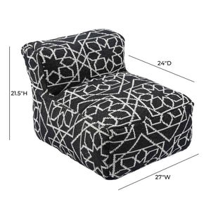 TOV Furniture Chiara Stylish Indoor/Outdoor Black and White Accent Pouf - Versatile, Handcrafted Boho Design TOV-OC18687