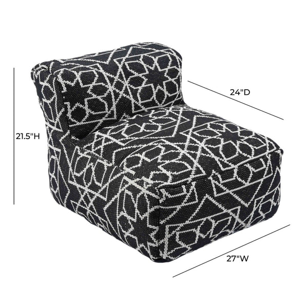 TOV Furniture Chiara Stylish Indoor/Outdoor Black and White Accent Pouf - Versatile, Handcrafted Boho Design TOV-OC18687