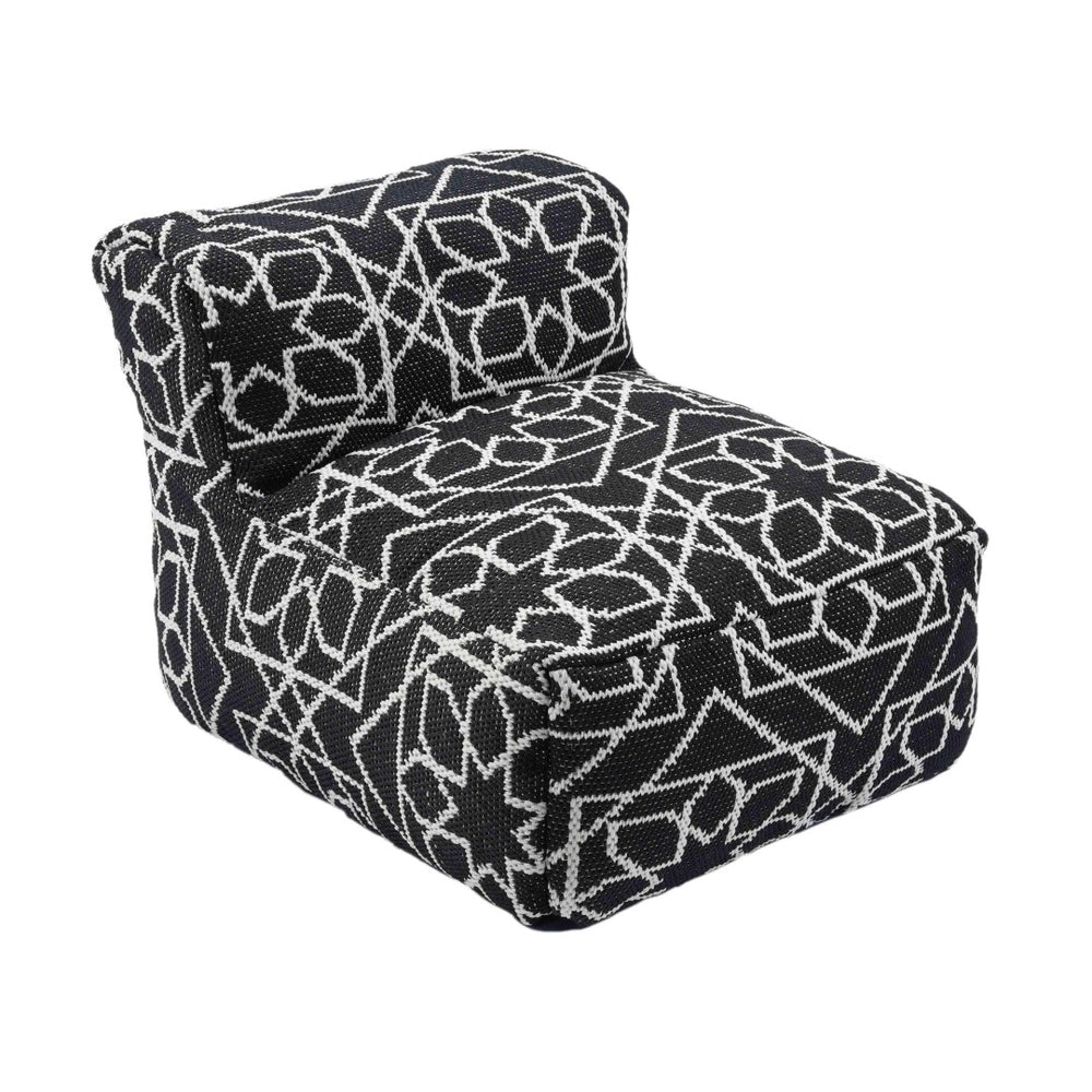 TOV Furniture Chiara Stylish Indoor/Outdoor Black and White Accent Pouf - Versatile, Handcrafted Boho Design TOV-OC18687