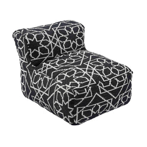 TOV Furniture Chiara Stylish Indoor/Outdoor Black and White Accent Pouf - Versatile, Handcrafted Boho Design TOV-OC18687